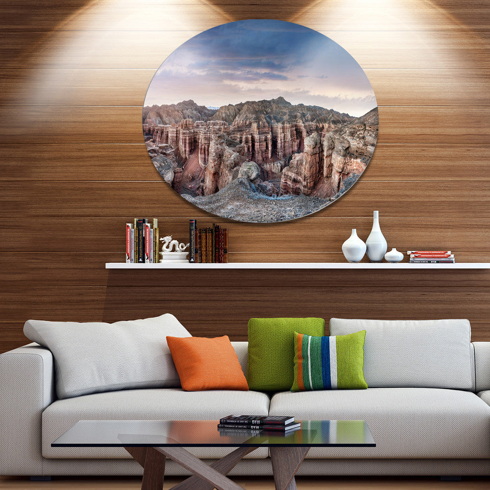 Charyn Canyon In Kazakhstan, Landscape Wall Disc Metal Wall Art, 36"