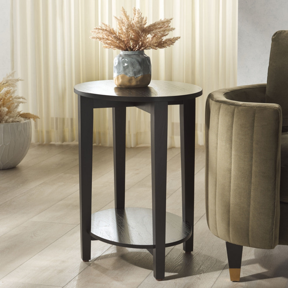 Safavieh Couture Leonardi Oval Wood Accent Table, Black
