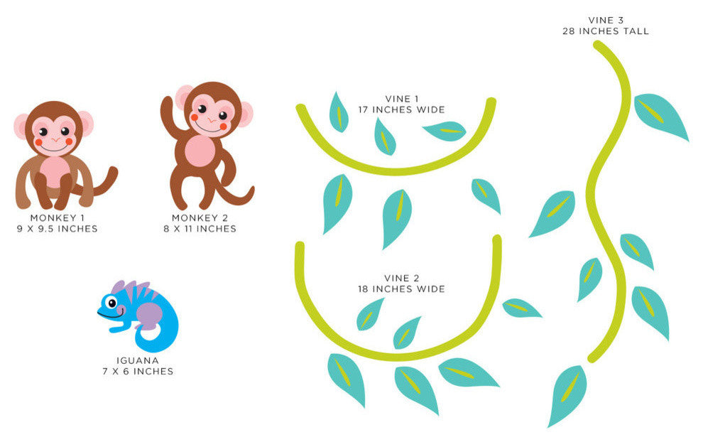Monkeys on a Vine Fabric Wall Decal
