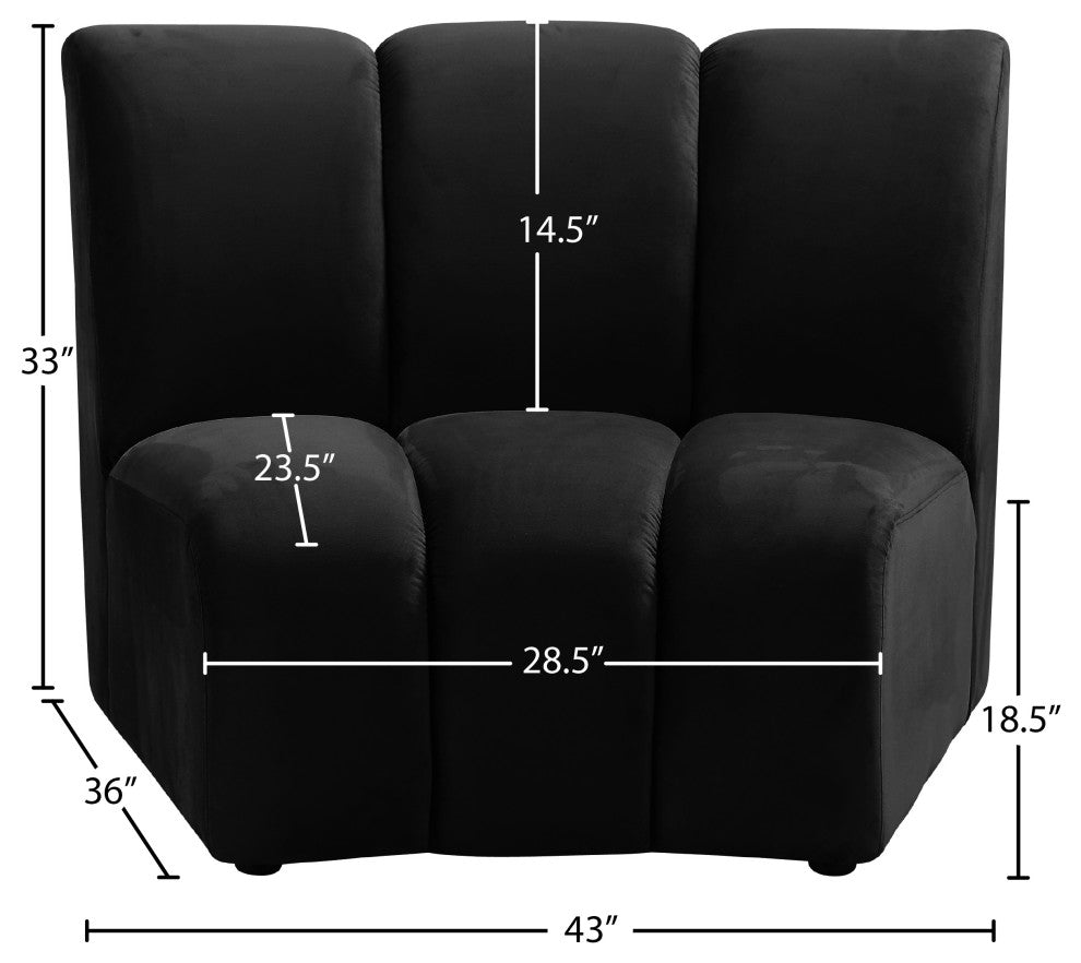 Infinity Channel Tufted Velvet Modular Chair, Black, 1 Piece