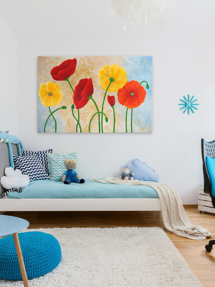 Marmont Hill, "Poppies" by Nicola Joyner Painting Print on Wrapped Canvas, 18x12