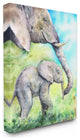 Cute Baby Elephant Family Animal Blue Painting, 24"x30"