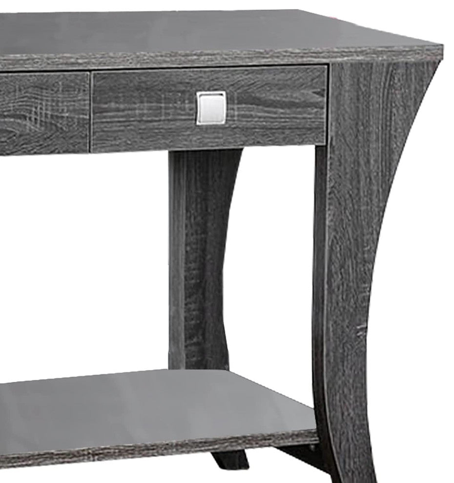 Benzara BM183124 Wooden Sofa Table with Swooping Curled Legs, Gray