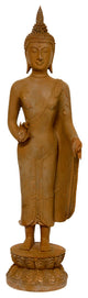 21" Thai Standing Gebon Rust Patina Buddha Statue