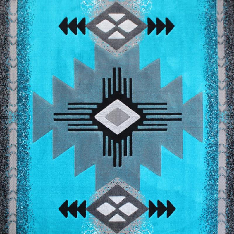 Mohave Collection Traditional Southwestern Style Area Rug, Turquoise, 5' X 7'