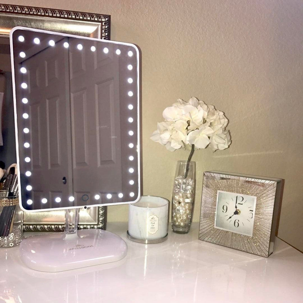 Touch Pro LED Makeup Mirror With Bluetooth Speaker and USB, White