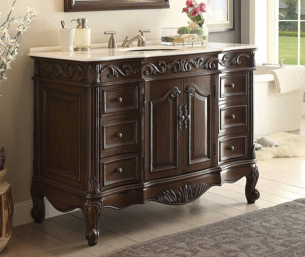 48" White Top Classic Design Beckham Bathroom Vanity