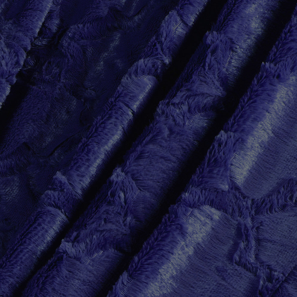Ashley Jumbo Brushed Faux Fur & Matching Sherpa Borrego Backing Throw, Navy Blue, 60" X 80"