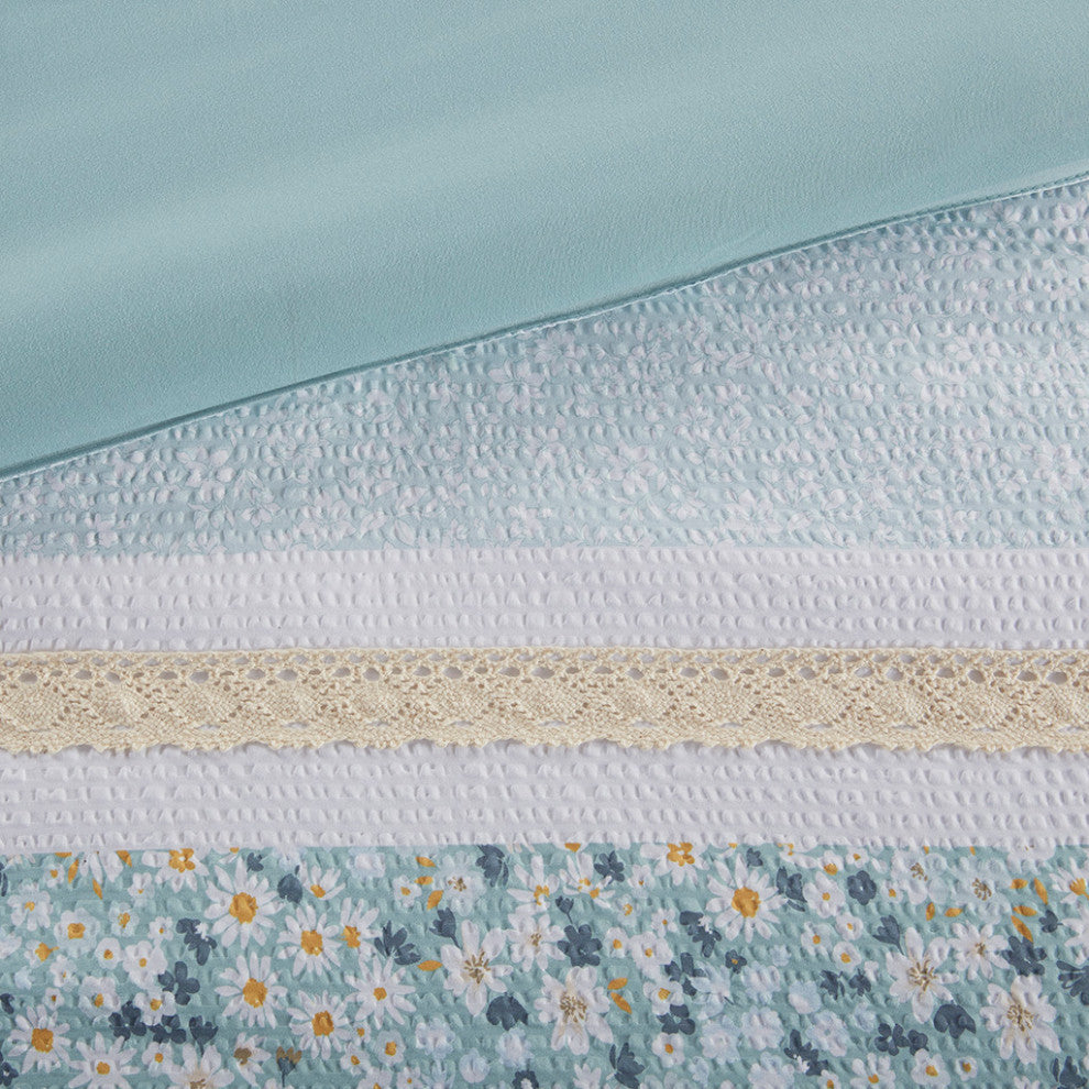 Madison Park Caralie 5 Piece Seersucker Comforter Set With Throw Pillows