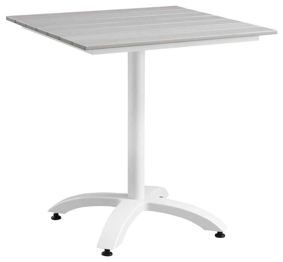 Modern Urban Contemporary Outdoor Patio Dining Table, White Light Grey Steel