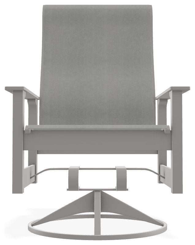 Leeward Sling Outdoor Swivel Rocker, Alloy/Warm Gray