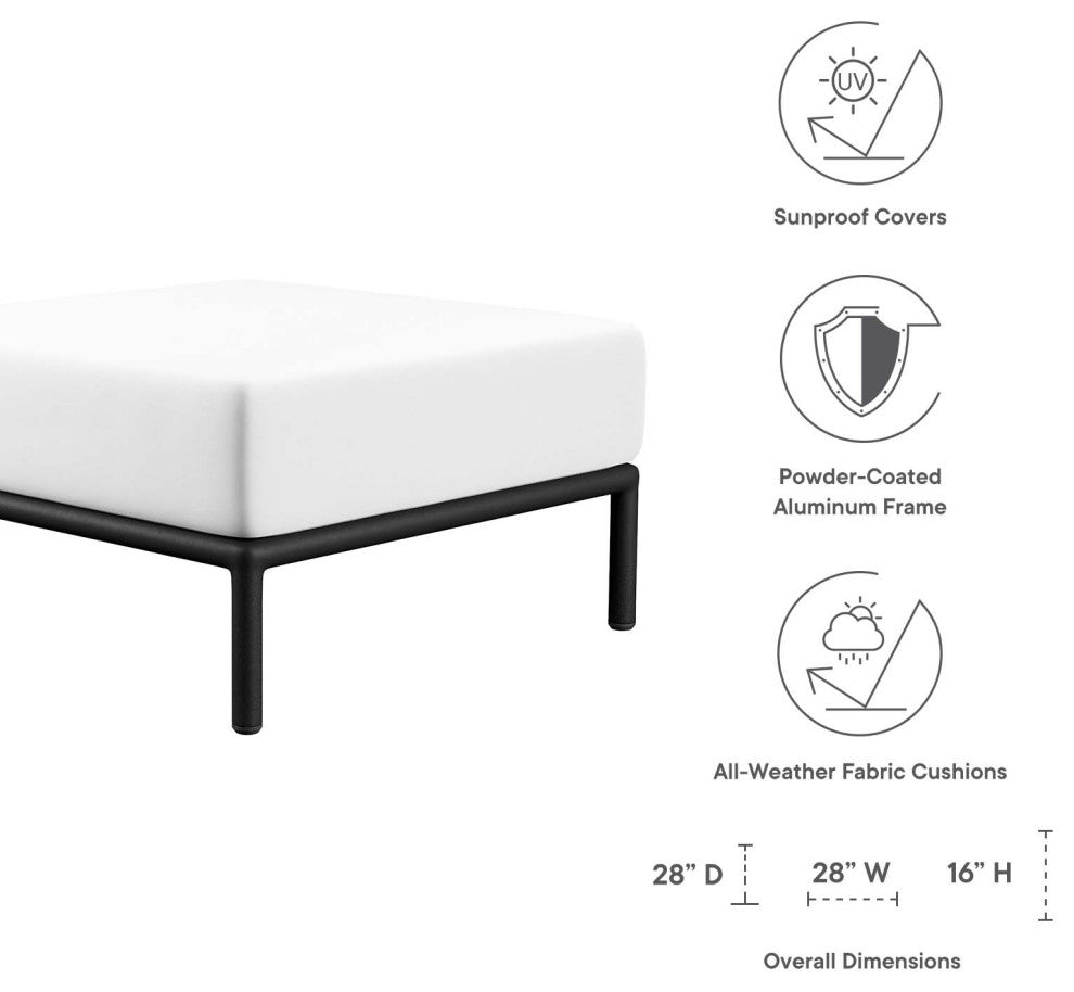 Hanalei Outdoor Patio Ottoman, Ivory White