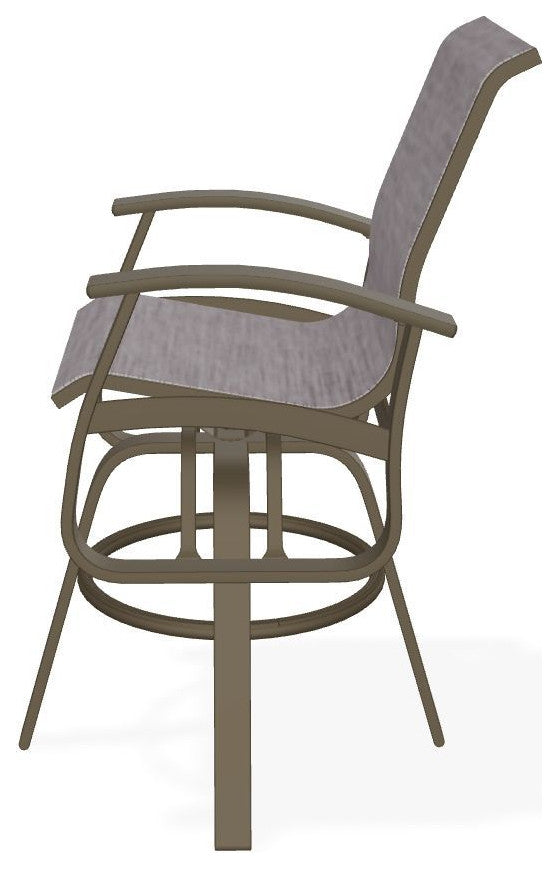 Belle Isle Sling Bar Height Outdoor Swivel Armchair, Fossil/Beachwood