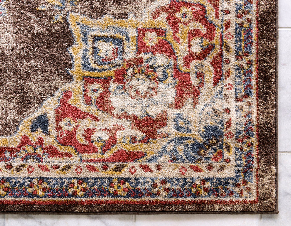 Unique Loom Chocolate Brown Helios Utopia 5' 0 x 8' 0 Area Rug