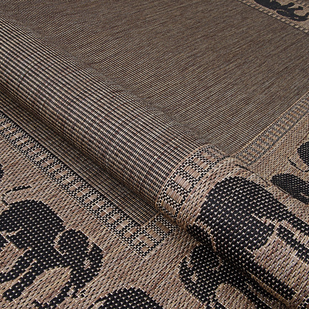 Couristan Recife Elephant Indoor/Outdoor Area Rug, Cocoa-Black, 7'6"x10'9"