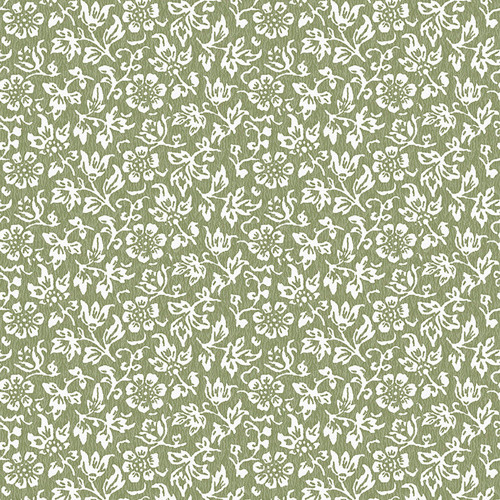 Laura Ashley Sweet Alyssum Wallpaper, Moss Green