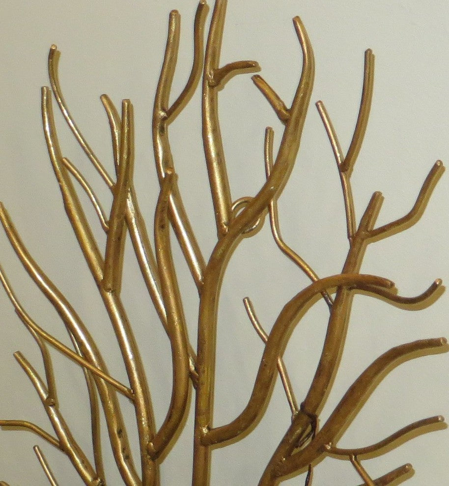 Gold Twig Branches Basket, Contemporary Metal Holder