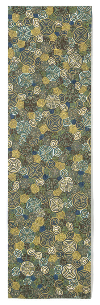 Visions III Giant Swirls Indoor/Outdoor Rug, Marina, 2'3"x8'