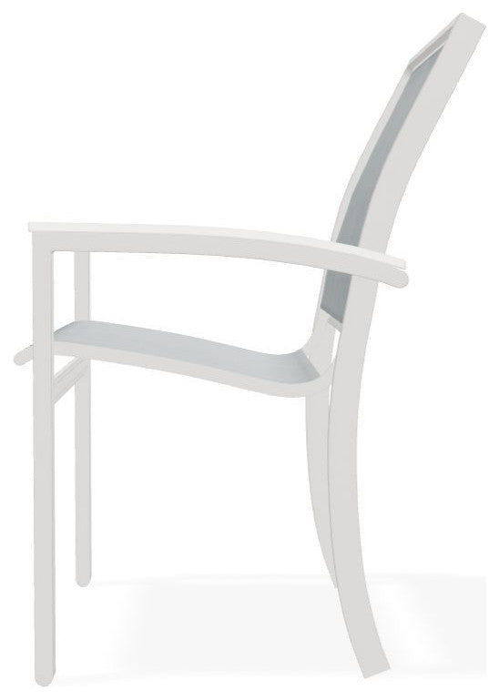 Bazza Sling Stackable Outdoor Dining Chair, Charm/Snow