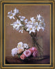 Henri FantinLatour Roses and Lilies Framed Premium Canvas Print, 21"x28"