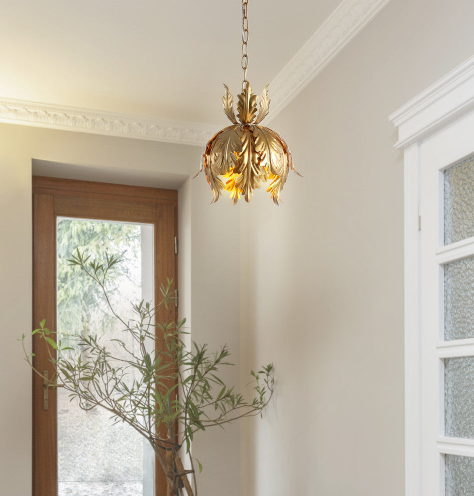 Anne 12" Adjustable Metal Led Pendant, Gold