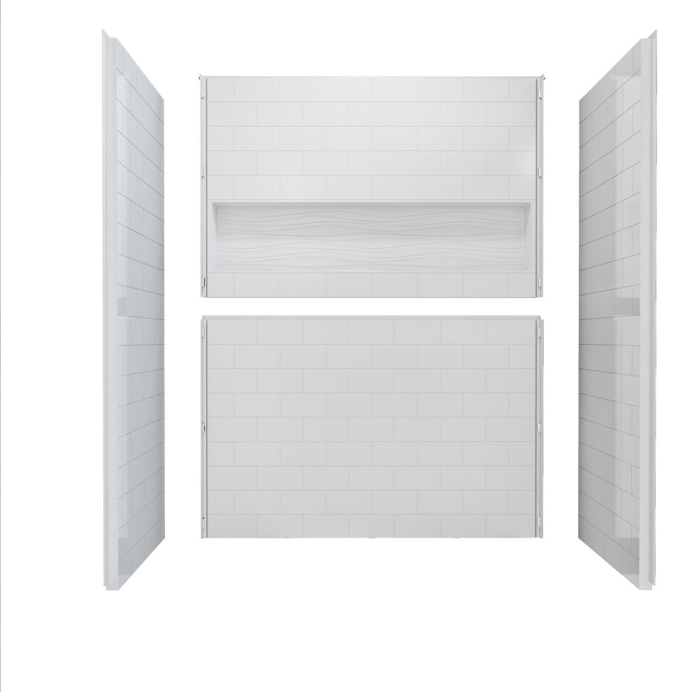 60" x 32" 4-Piece Direct-to-Stud Alcove Shower Wall Kit, White