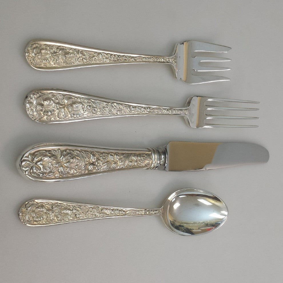 Kirk Stieff Sterling Silver Corsage 4 Piece Place Setting