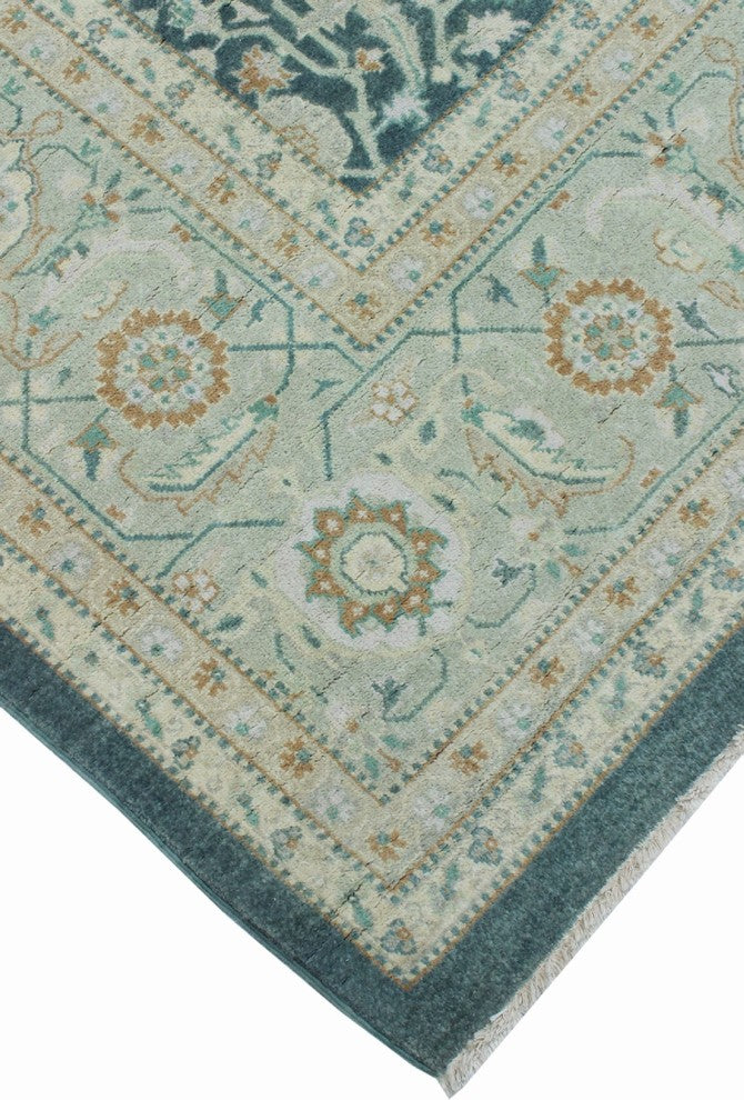 Peshawar Dilya Green/Rust Rug, 8'x9'5"