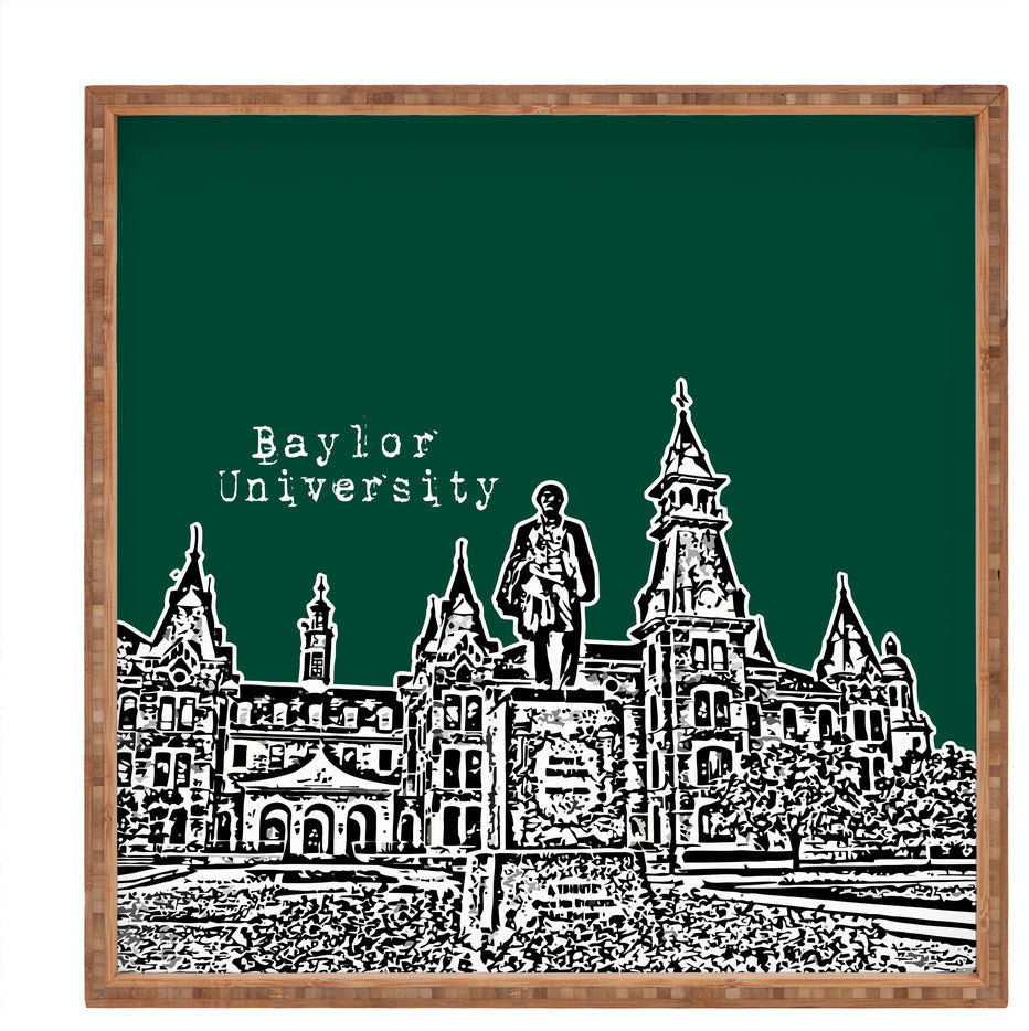 Deny Designs Bird Ave Baylor University Green Square Tray