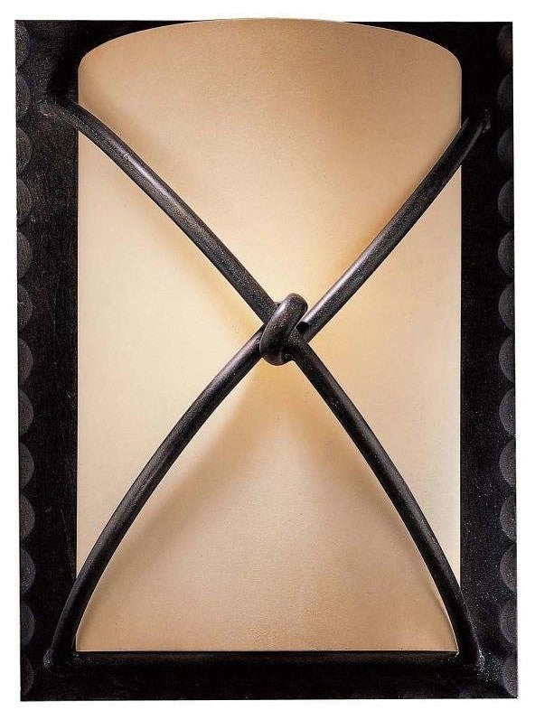 1-Light Wall Sconce, Aspen Bronze With Rustic Scavo Glass