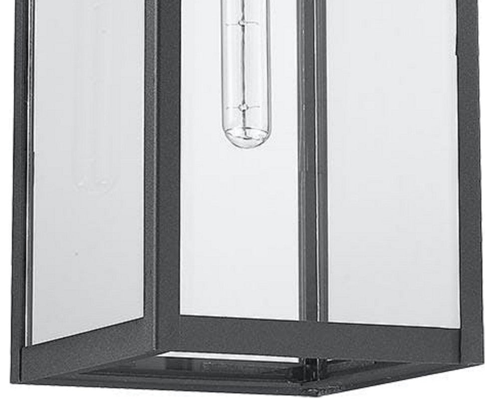 Modern 1 Light outdoor aluminum hanging porch pendant in black