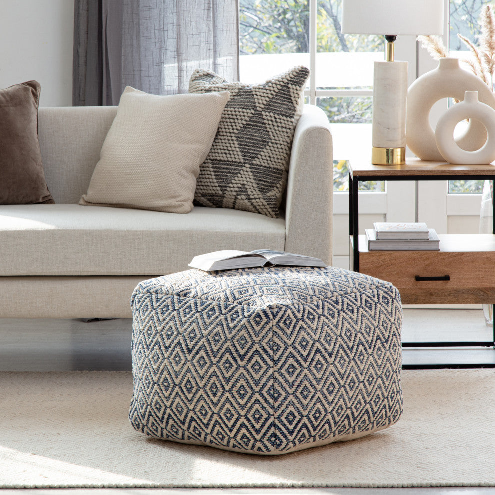 Cherokee Nightlife 22" x 22" x 16" Black and Gray Pouf