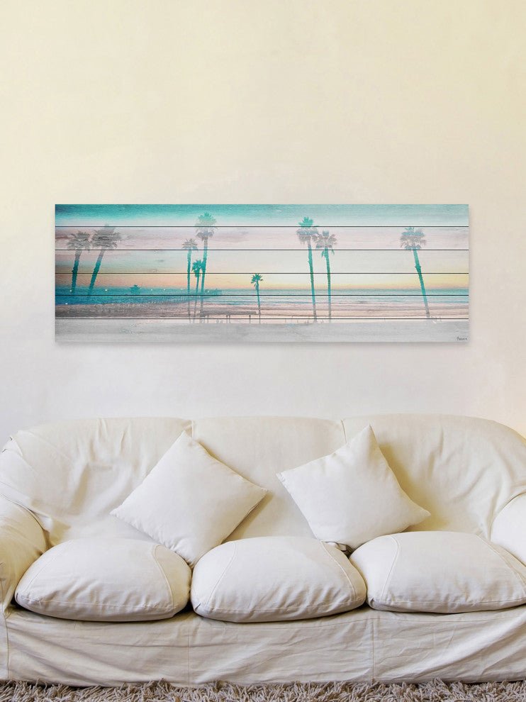 "Playa in the Dusk" Print on White Wood, 60"x20"
