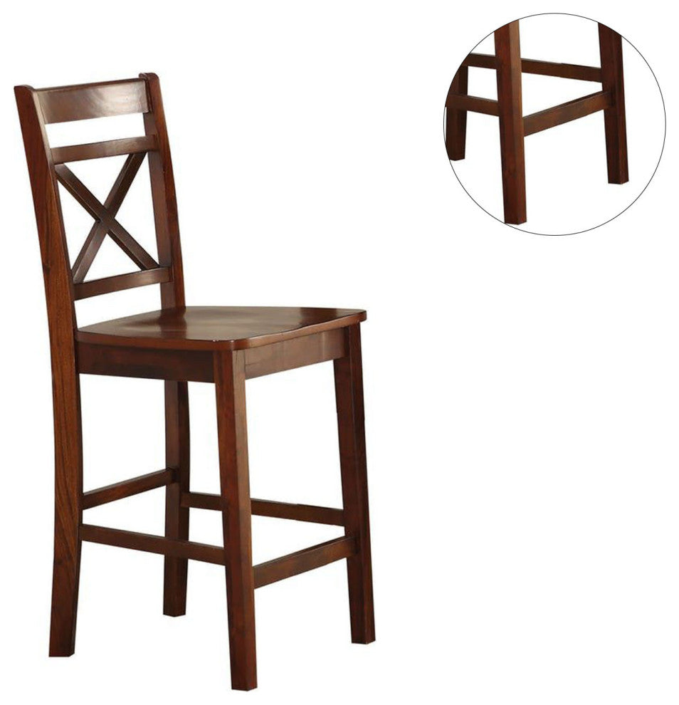 Set of 2 Wooden Counter Height Chairs, Cherry