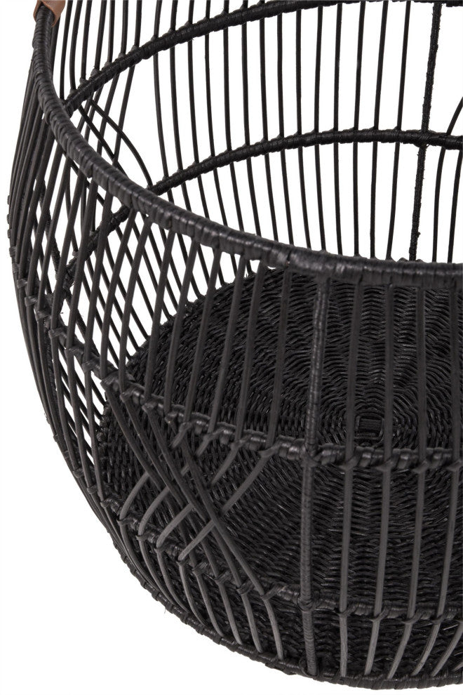 Sumatra Rattan Floor Storage Basket, Black
