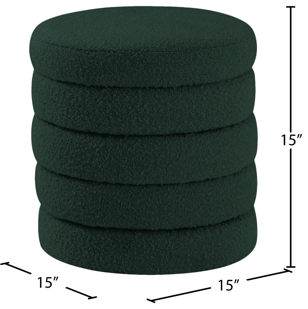 Aphia Boucle Fabric Upholstered Ottoman, Green, Ottoman / Stool