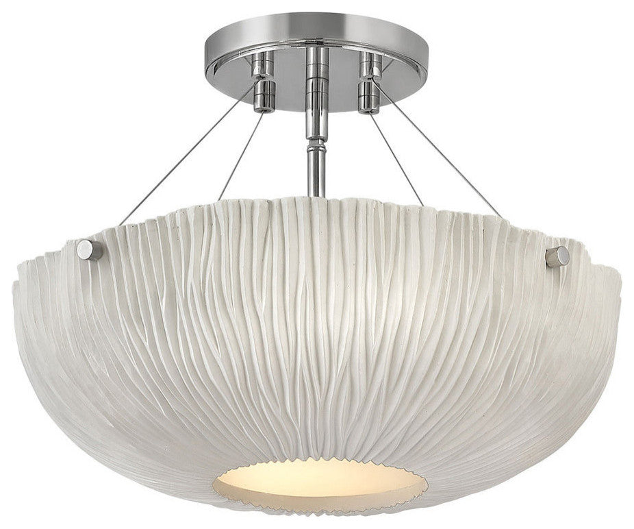Hinkley Coral Medium Semi-Flush Mount, Shell White
