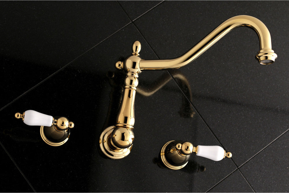 Kingston Brass Wall Mount Tub Faucet, Polished Brass