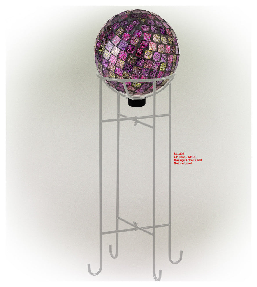 Alpine Violet Mosaic Gazing Globe, 11"Tall