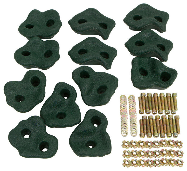 Swing Set Textured Rock Holds With Mounting Hardware, Set of 12, Green