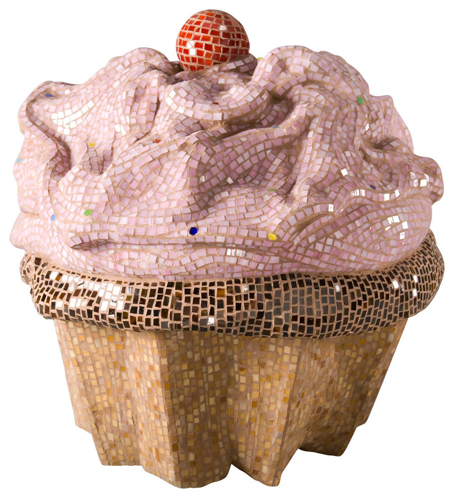 Strawberry Cupcake Glass mosaic Sculpture