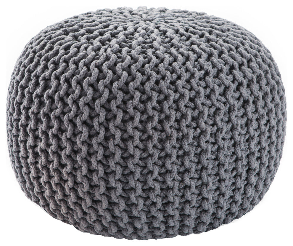 Jaipur Living Visby Textured Round Pouf, Steel Gray