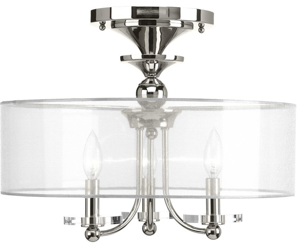 Marche' Collection 3-Light Semi-Flush Convertible, Polished Nickel