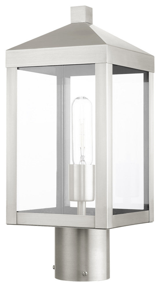 Livex Lighting Nyack 1 Light Brushed Nickel Small Outdoor Post Top Lantern