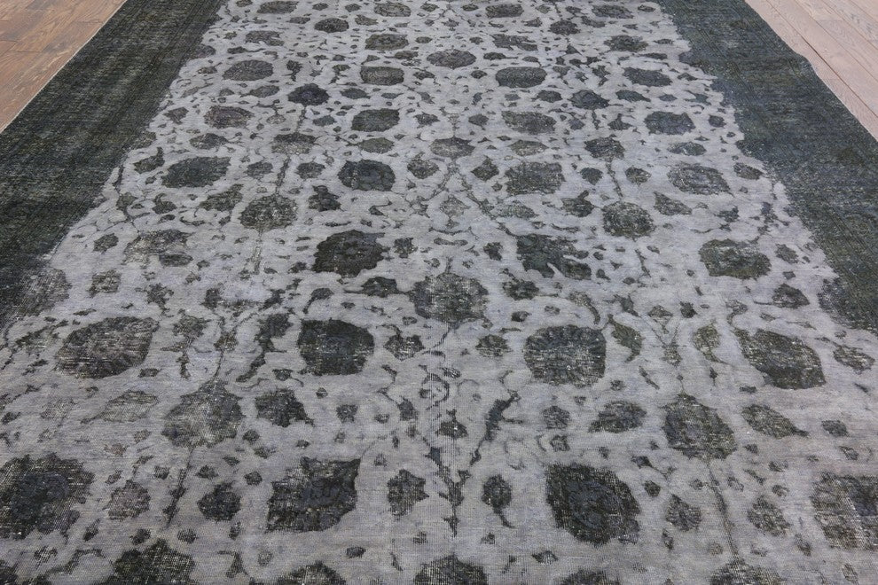 Blue Overdyed Hand-Knotted Wool Rug, 10'x13'