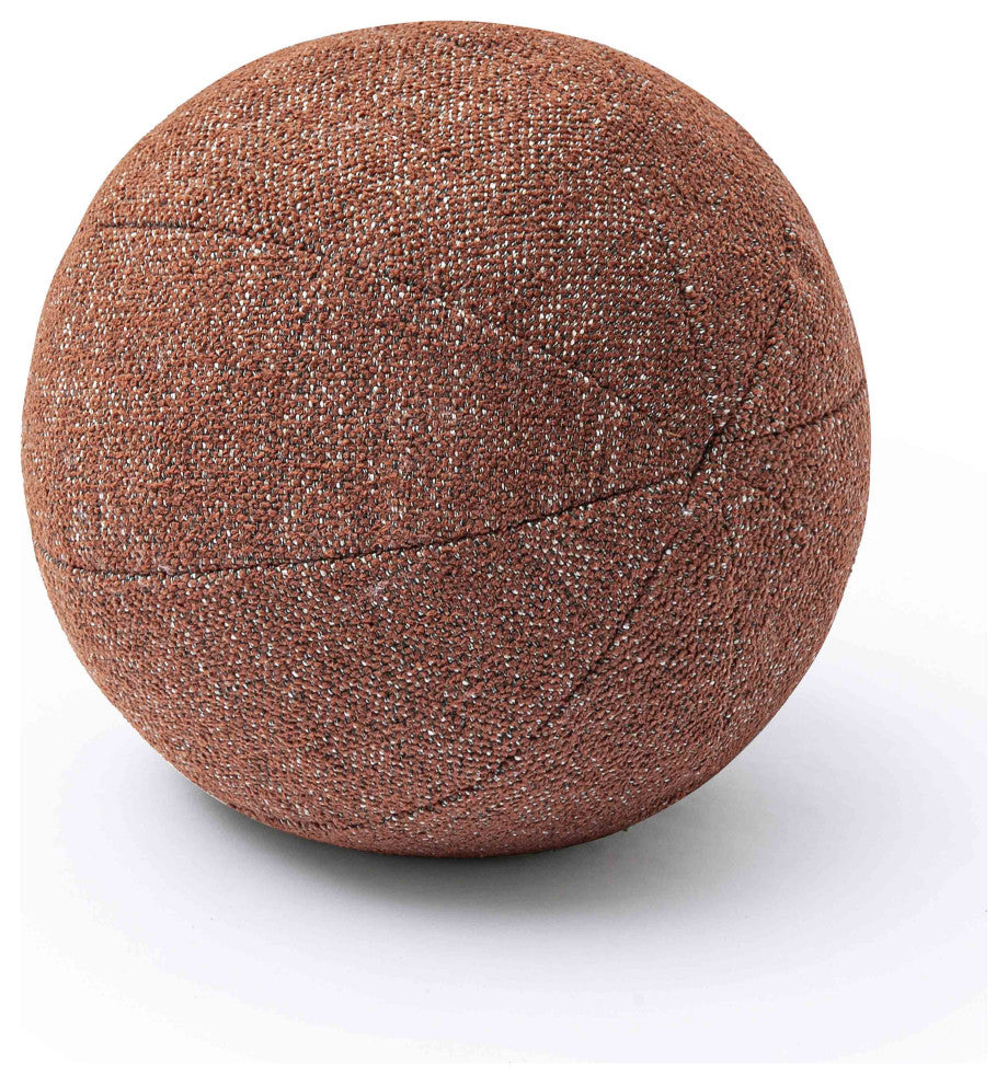 Boba Round Pillow, Red Sedona Basketweave Textured, 14"