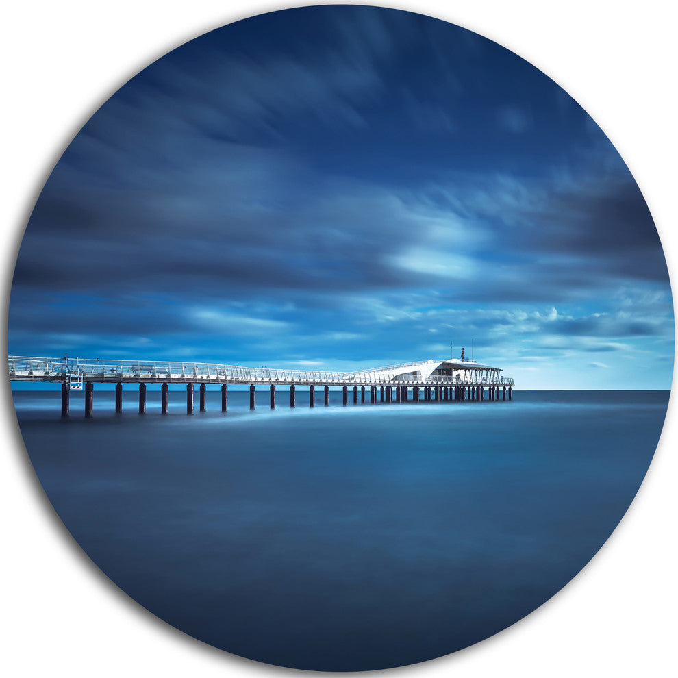 Cloudy Sky Calm Blue Waters, Seascape Photo Round Wall Art, 11"