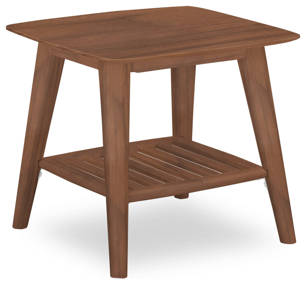 Modern Nightstand With Shelf and Drawer, Walnut Stain