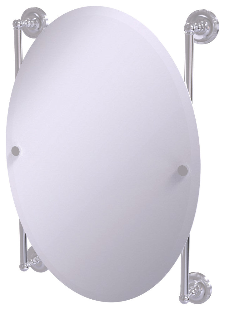 Prestige Regal Oval Frameless Rail Mounted Mirror, Satin Chrome