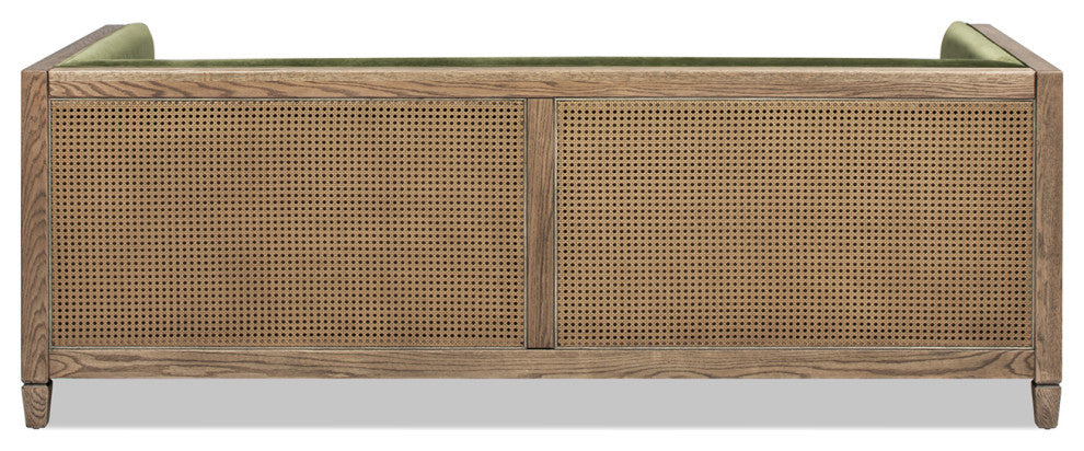 Georgia 81" Cane Rattan Tuxedo Sofa, Olive Green